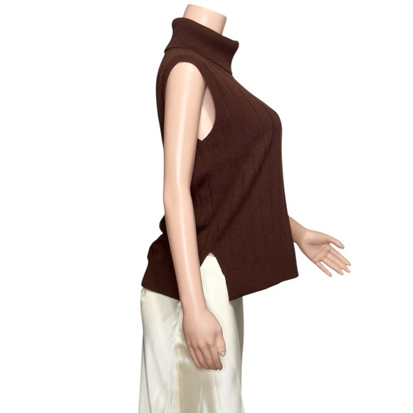 LILYSILK Turtleneck Sleeveless Cashmere Vest, Fruitwood, Small - Picture 9 of 10